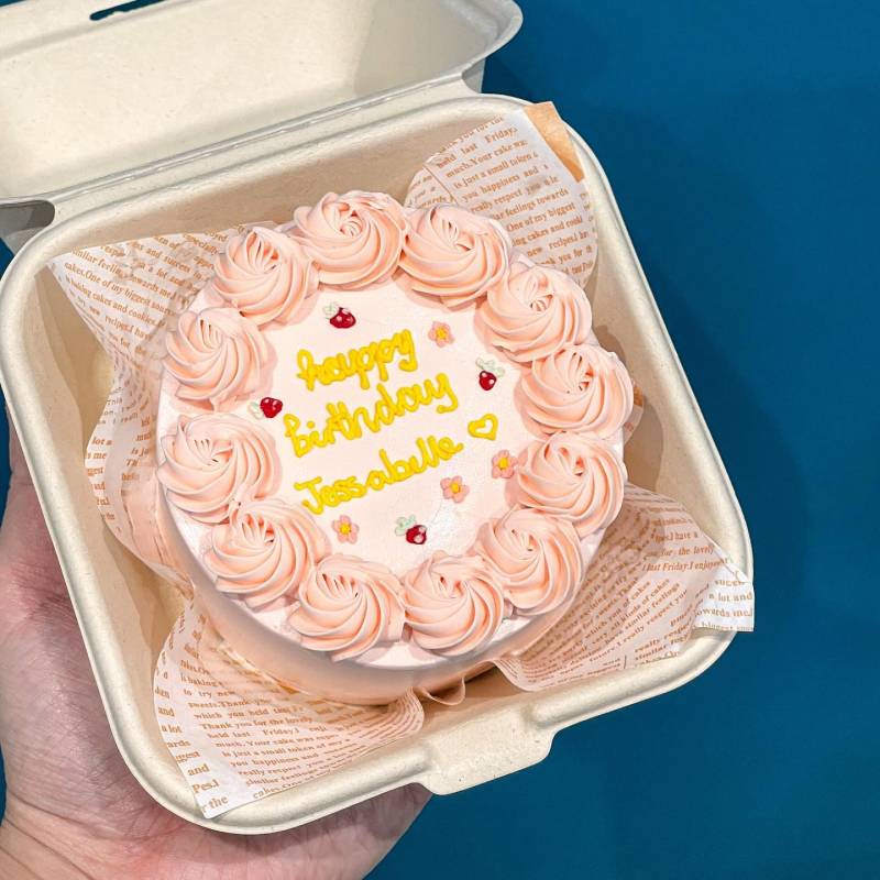 Pastel Pink Rosetta Bento Cake