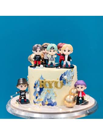 Abstract Blue BTS Cake