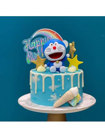 Blue Doraemon Drippy Cake