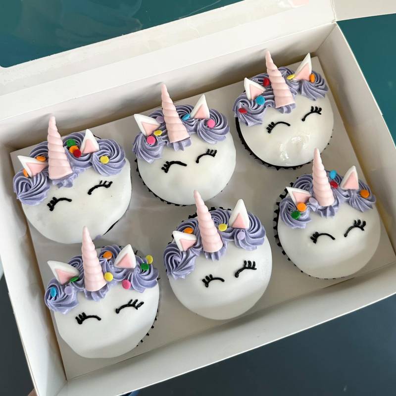 Purple Unicorn Character Cupcakes