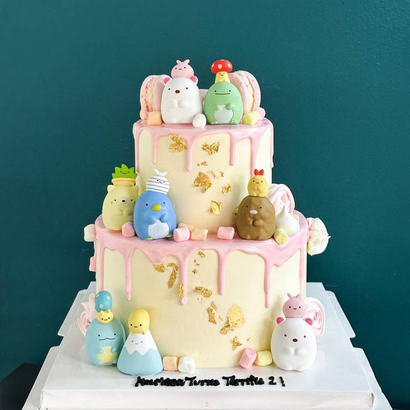 Pastel Pink Sumikko Gurashi Cake