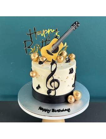 Guitar and Music Notes Cake