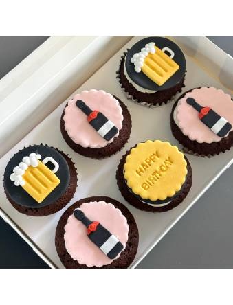 2D Fondant Beer and Wine Cupcakes