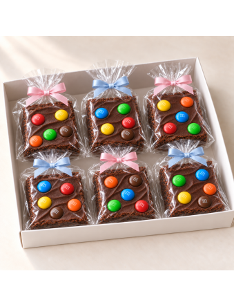 Children’s Day M&M’s Brownies (6pcs) (Pink & Blue Ribbons)