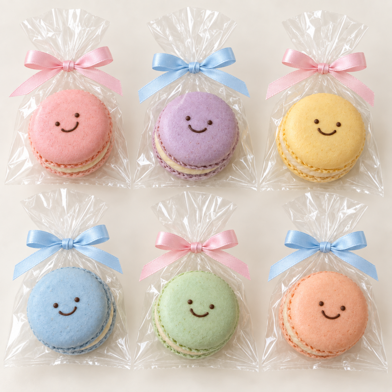 Children’s Day Smiley Macarons - Pink & Blue Ribbons