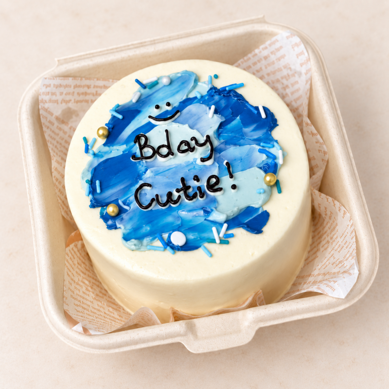 Blue Abstract Bento Cake