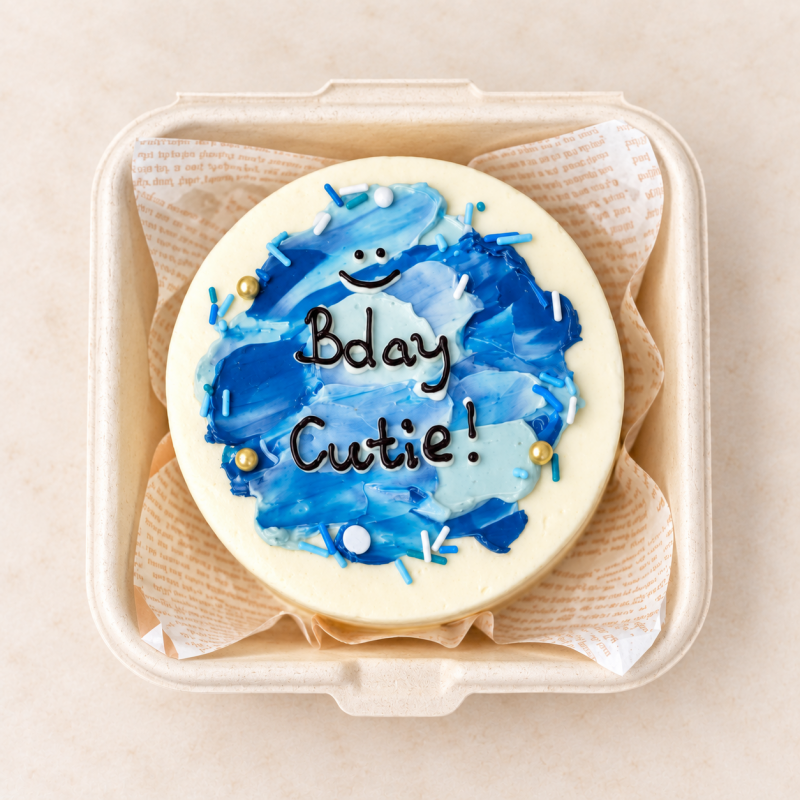 Blue Abstract Bento Cake