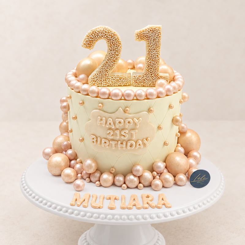 21st Pearl Theme Birthday Cake