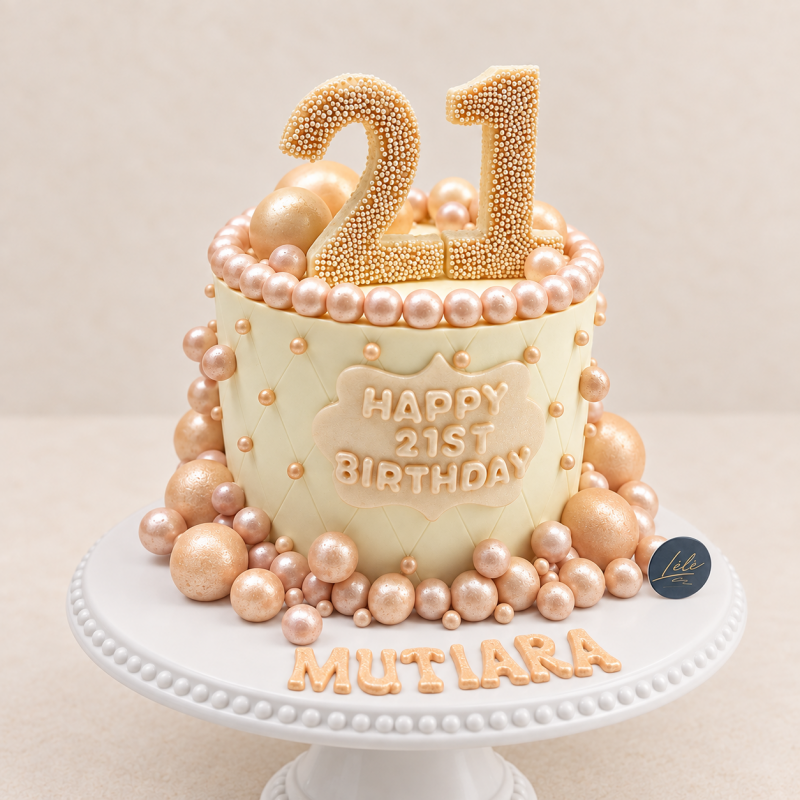 21st Pearl Theme Birthday Cake