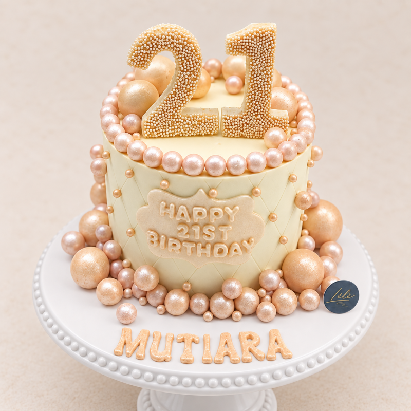 21st Pearl Theme Birthday Cake