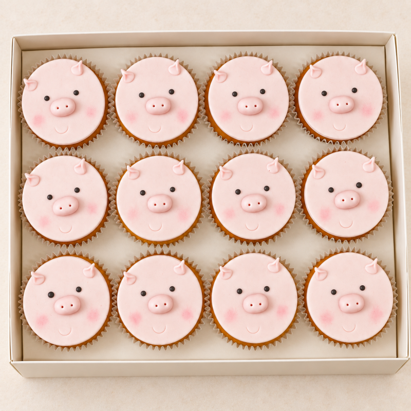 2D Pig Cupcakes