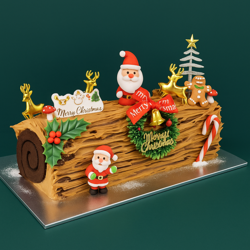 Chocolate Mint Christmas Log Cake