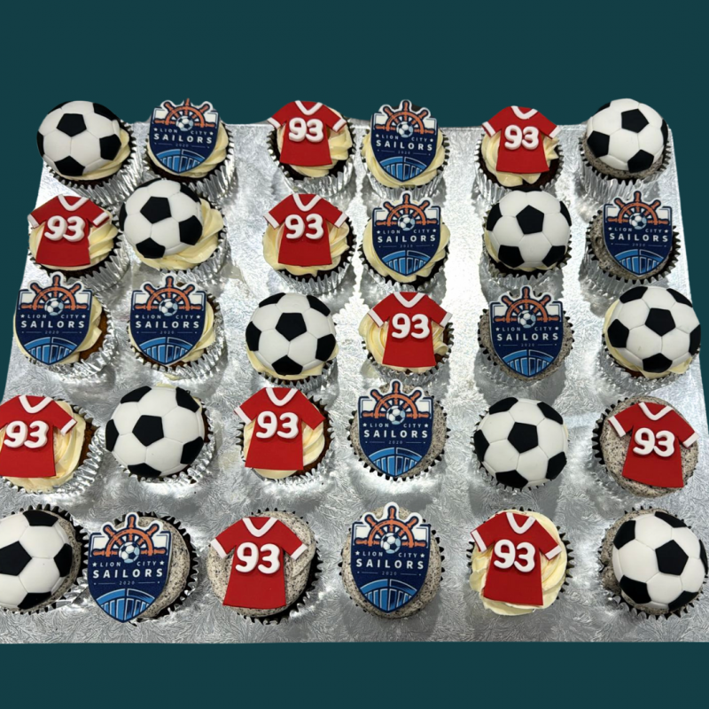 Soccer Ball and Football Club Cupcakes