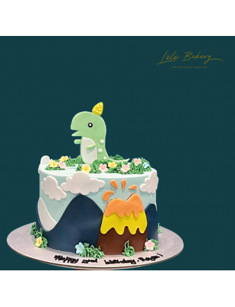 2D Dinosaur Volcano Cake