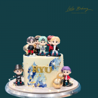 Abstract Blue BTS Cake
