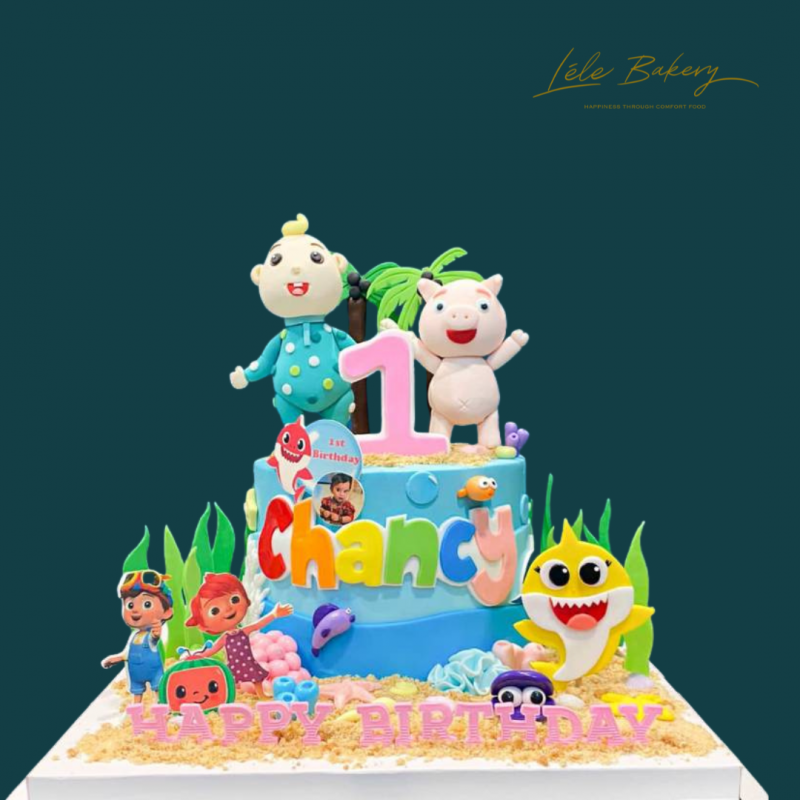 Baby JJ Cocomelon and Baby Shark Cake