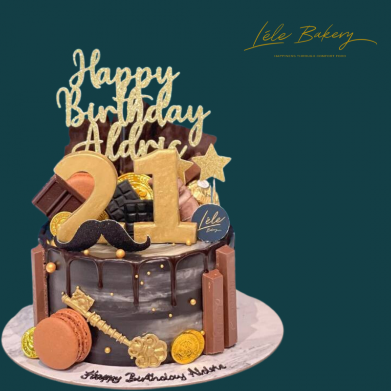 Black and Gold 21st Birthday Cake