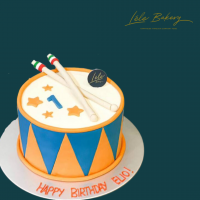 Blue and Orange Drum Cake