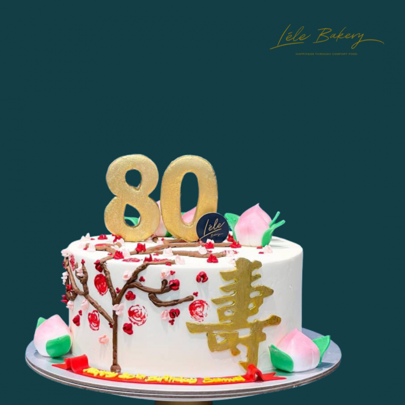 Floral and Longevity Peaches Cake