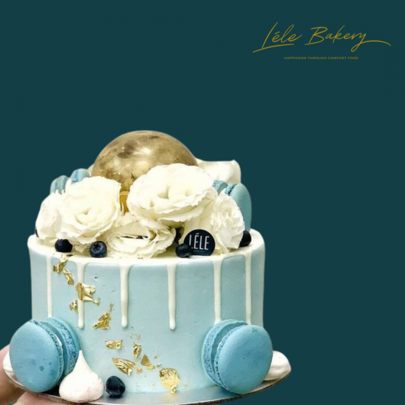 Gold Chocolate Ball with Flower Cake