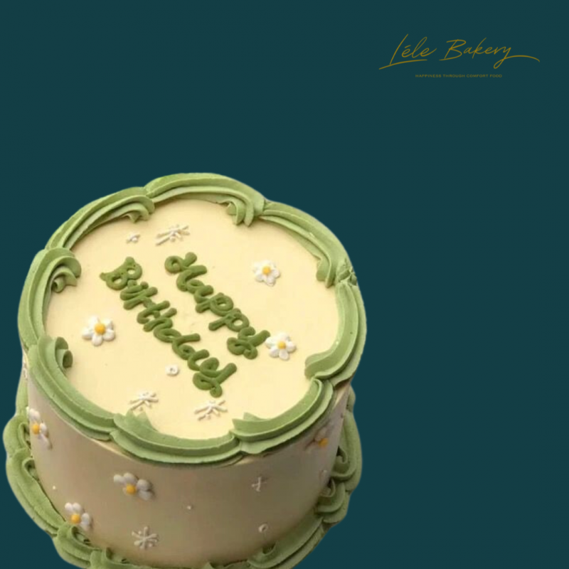 Green and Yellow Birthday Cake