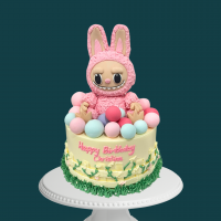 Labubu-Inspired Garden Cake