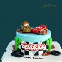 Racing Car Cake with Tow Truck Cake