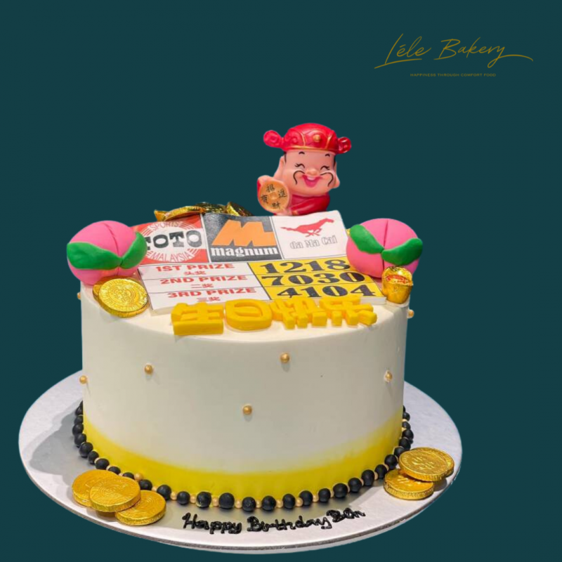 Lottery Longevity Peaches with Gold Coin Cake