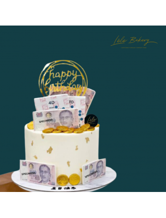 Lottery Money Notes Gold Coins Cake