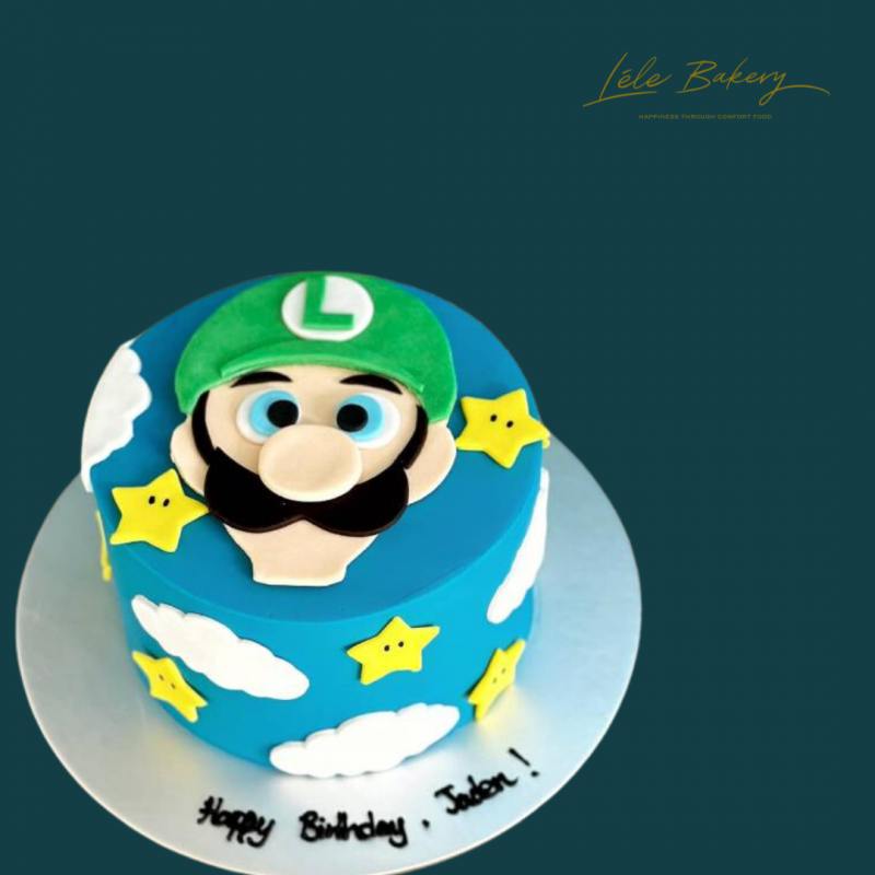 Luigi Stars and Cloud Cake