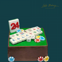 Mahjong Table with Tiles and Poker Chips Cake