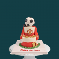 Manchester United Soccer Ball and Scarf Cake