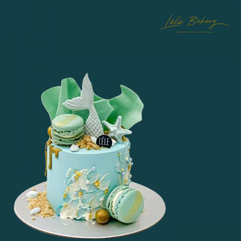 Mini Blue Mermaid Tail Cake