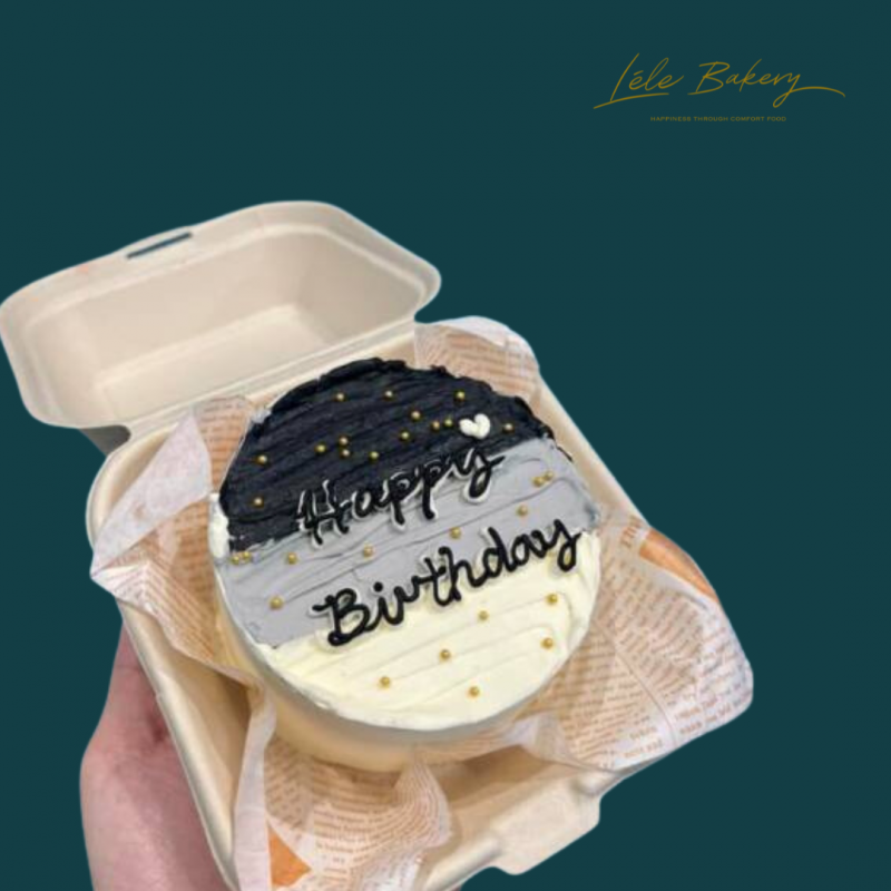 Ombre black bento cake