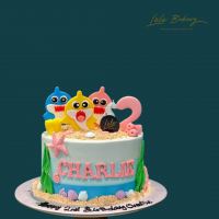 Ombre Blue Baby Shark Cake