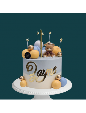 Ombre Blue Bear with Stars Cake