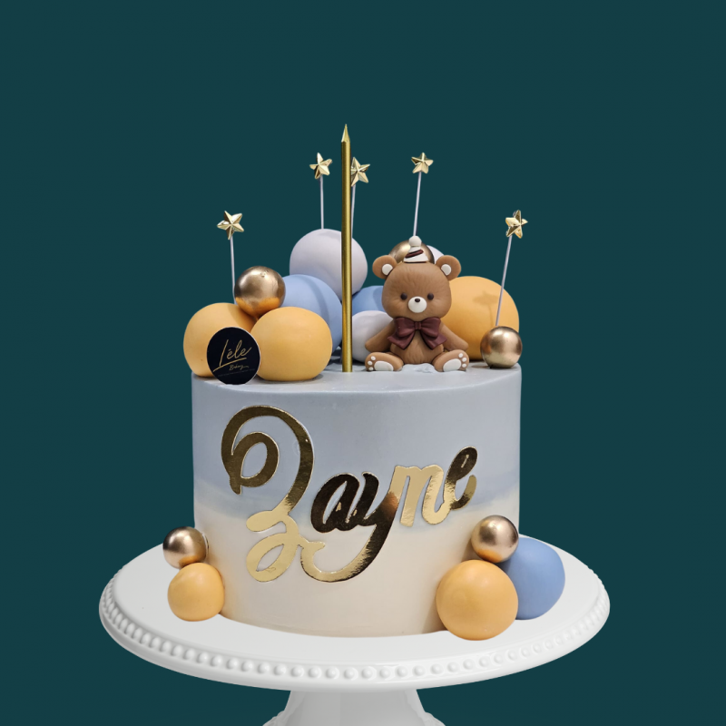Ombre Blue Bear with Stars Cake