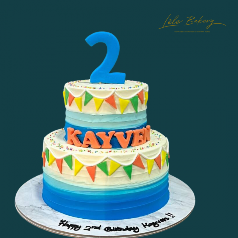 Ombre Blue Bunting Cake