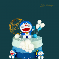 Ombre Blue Doraemon Cake