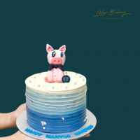 Ombre Blue Piggy Cake