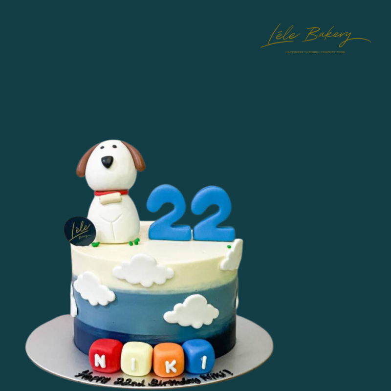 Ombre Blue Puppy Cake