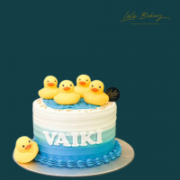 Ombre Blue Rubber Duckies Cake