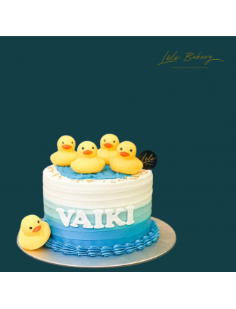 Ombre Blue Rubber Duckies Cake
