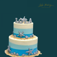Ombre Blue Sandy Beach Cake