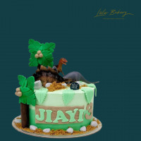 Ombre Green Dinosaur Cake