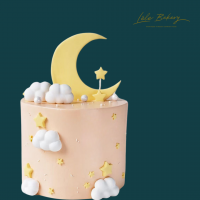Pastel Clouds Moon and Stars Cake