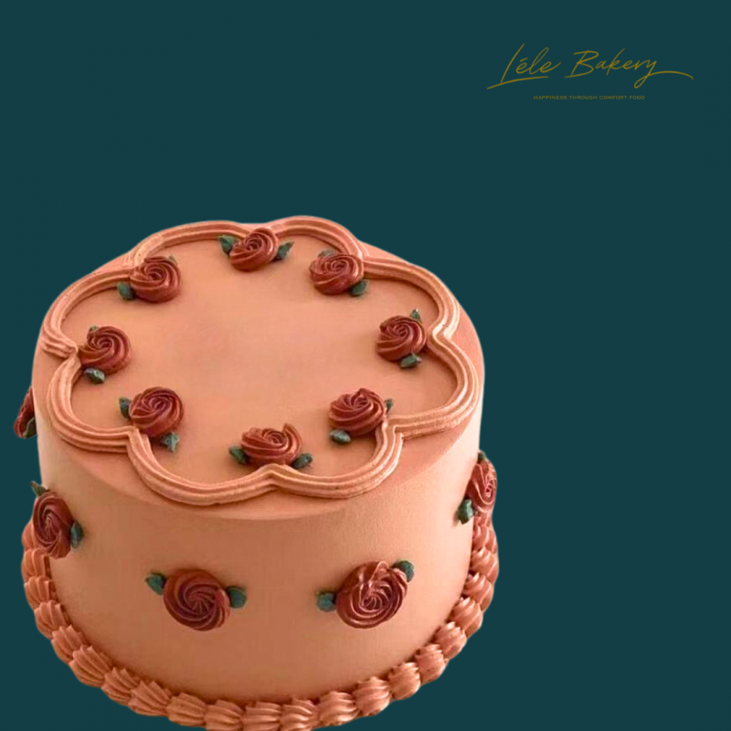 Pastel Red Rosette Cake