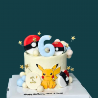 Pikachu and Pokeball Stars Cake