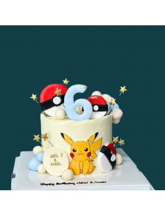 Pikachu and Pokeball Stars Cake