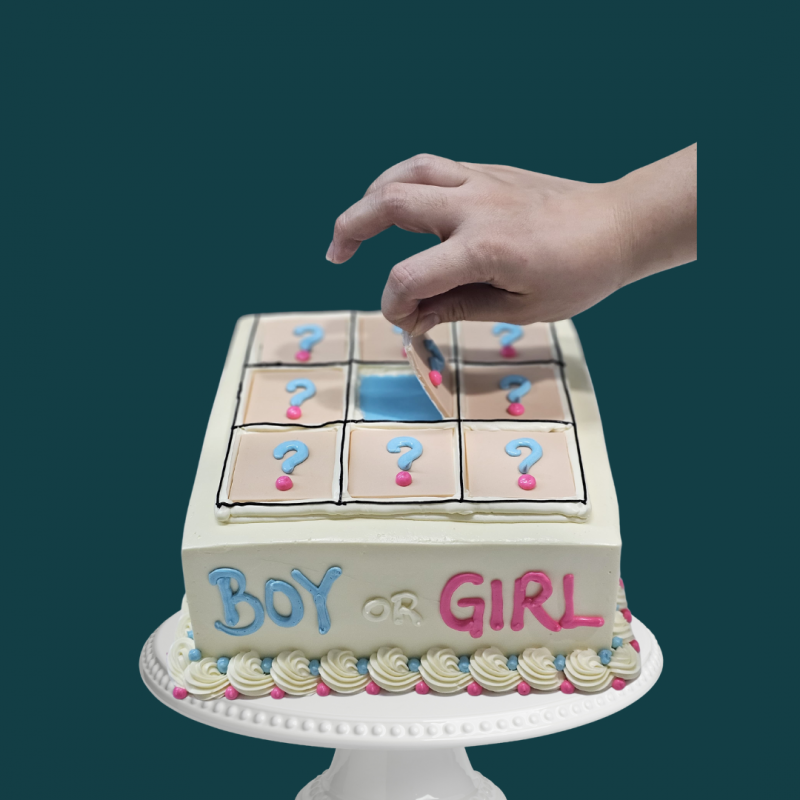 Tic Tac Toe Gender Reveal Cake